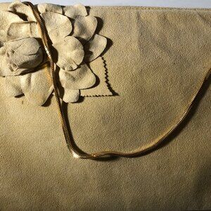 Vtg 60’s 70’s Reva Ultra Suede Clutch Purse Shoulder Evening Bag Flower Chain